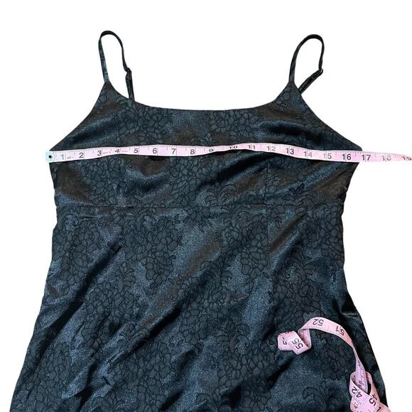 Wild Fable Black Jacquard Floral Satin Mini Dress Size Medium - Picture 5 of 6